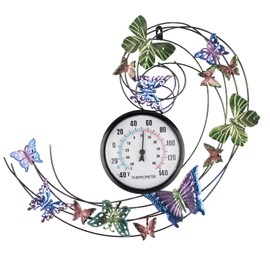 HOBYLUBY Large Outdoor Thermometer, Hummingbird Wall Thermometers Hygrometer No Need Battery, Retro Sun Outside Thermometer Decoratibve for Backyard, Garden, Living Room