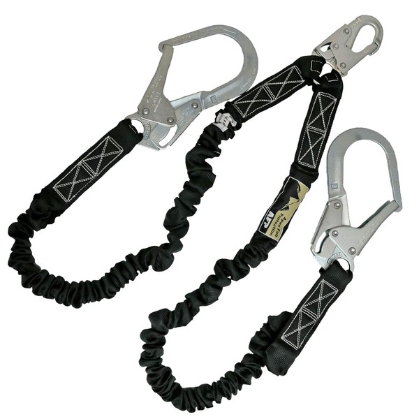 AFP 6FT Double Leg Internal Shock Absorbing Safety Fall Protection Lanyard with Dual Pelican Rebar & Snap Hook |Heavy-Duty Webbing | OSHA & ANSI Rated (Steel)