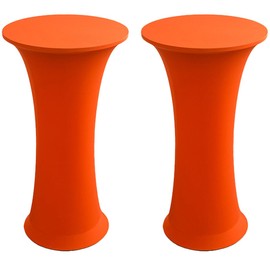 Shiningirl 2 Pack of Round Spandex Stretch Cocktail Elastic Fitted Tablecloth 24x43 Inch Round Highboy Table Covers for Wedding Bar Pub Pool Banquet Party Anniversary