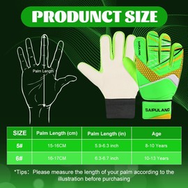 flintronic Goalkeeper Gloves, Kids Junior Goalkeeper Gloves, Football Training Goalie Gloves with Non-Slip Material & Double Wrist Protection （Green 6 Yards）