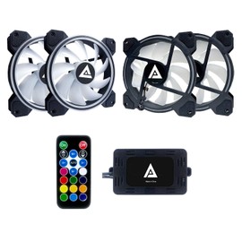 Apevia ET4-RGB Electro 120mm Silent RGB Color Changing LED Fan for Gaming with Remote Control, 28x LEDs & 8X Anti-Vibration Rubber Pads (4-pk)