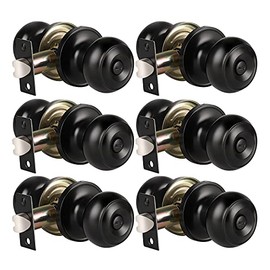 KNOBWELL 6 Pack Privacy Door Knob for Bathroom or Bedroom Door Knobs, Round Interior Door Knobs, Indoor Door Knob, Keyless Black Door Knob with Lock, Door Handle Lock for Interior Doors, Matte Black