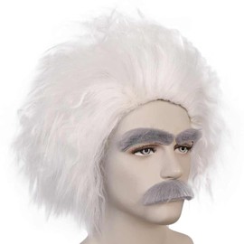clarahead Old Man Wig Mad Crazy Scientist Wigs Short Messy White Crazy Wig