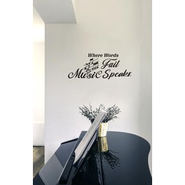Where Words Fail Music Speaks Stickers, Music Note Instrument Decor Wall Decal, Vinyl Wallpaper Art Murals for Classroom Music Studio School