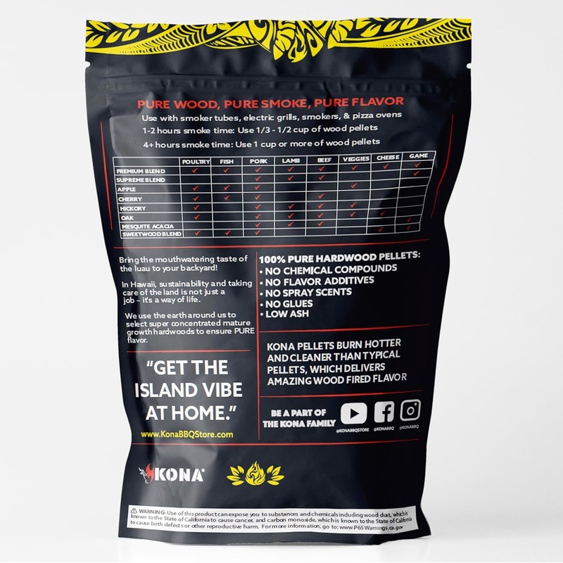 Kona Hickory Indoor Smoker Pellets - 2 lb Resealable Bag