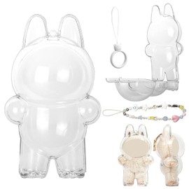 Esshogo Lbb Transparent Protective Case, Short Necklace and Crystal Bracelet Pendant, Protective Case for Doll Standing, Protective Transparent PC Bag for Doll, Lbb Transparent Protective Case