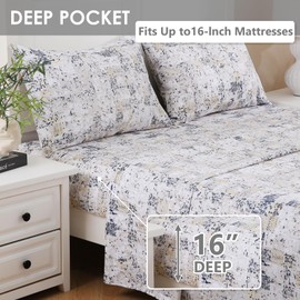 LONAVA Twin Sheet Set 3 Pieces,Z-Mosaic Abstract Ultra Soft & Breathable Microbifer Sheets, 1600 Thread Count Hotel Luxury Oeko-Tex Bed Sheets, 14-16 Inch Deep Pocket Durable Wrinkle Free Sheets