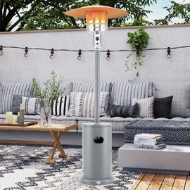 Tangkula 50,000 BTU Propane Outdoor Heater, Patio Heater with Strengthened Stainless Steel Burner, Tip-Over, Flame-Out Protection & CSA Certificated, Wheels, Outdoor Heaters for Patio (Grey)