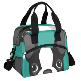 Cute Boston Terrier Dog Insulated Lunch Bag for Women Men, Reusable Lunch Box Container with Adjustable Shoulder Strap Large Leakproof Thermal Lunch Cooler Bag for Adult Work Picnic Office