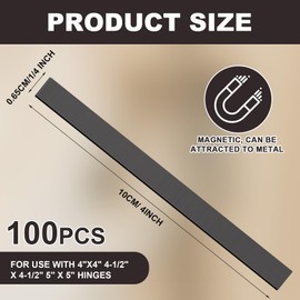 Pangda 100 Pcs 4" x1/4" Rubber Magnetic Shim for Use with 4"x4" 4-1/2" x 4-1/2" 5" x 5" Hinges Stackable Magnetic Hinge Shim Filler Trim Strip for Sagging Hinge Commercial Adjustments