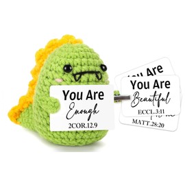 MJSXY Emotional Support Crochet Animals Dinosaur - Positive Dinosaur Gift for Chritian, Psychologist Gifts, Inspirational Cure Knitted Dolls Plush Cheer Up for Birthday Office Xmas Decor Unique Gift