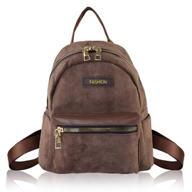 WisePoint Small Backpack for Women, Suede Womens Backpack Small Backpack Purse, Small Backpacks Ladies Backpack with Handle (brown)