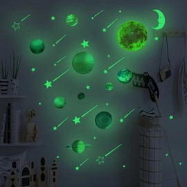 Buerhomie Glow in The Dark Stars and Planets, Bright Solar System Wall Stickers L