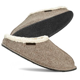 Cuddly Felt Slippers for Women - Made in Germany - Felt Slippers for Men and Women Made of Wool Felt and Organic Cotton Including Insole and Non-Slip Outsole, beige