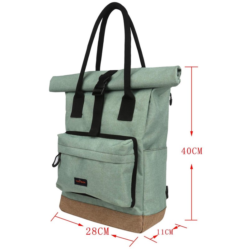 TOURBON Nylon Roll-Top Clip-On Market Shopper Bicycle Bag Backpack Shoulder
