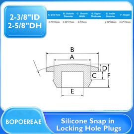 BOPOREAE 2 Pcs 70 mm Silicone Rubber Plugs Snap in Locking Hole Plugs for 70 mm (2-5/8") Round Holes, Flush Type Rubber Stoppers, Flexible Tube Pipe End Caps Covers, Waterproof Sealing Plugs, Black