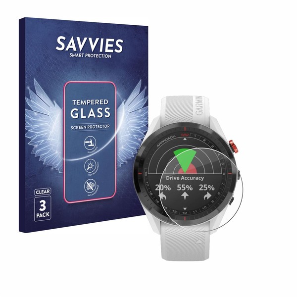 Savvies Tempered Glass Screen Protector for Garmin Approach S62 (Pack