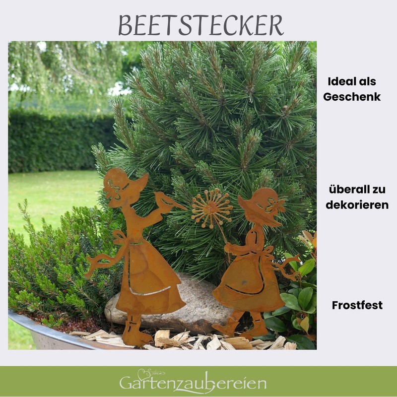 Storm's Gartenzaubereien Flower Stake Girl with Dandelion and Bird Set