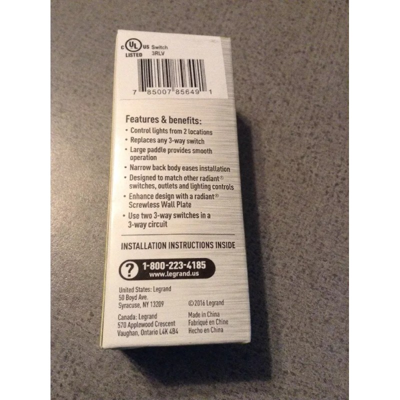 Pass & Seymour TM873-ICC10 Decorator Rocker Switch 3-Way 15A 120/277VAC