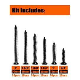 Suneke 120PCS M4.2 High Hardness Drywall Screws Assortment Kit, Black Phosphate, Coarse Thread, Phillips Drive, Bugle Head, Wood Screws with Organizer Box & 1 Phillips PH2#2 Long Bit