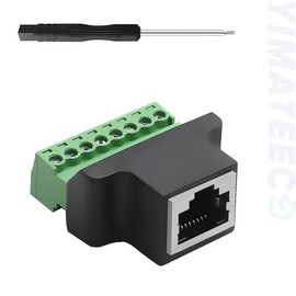 YIMATEECO RJ45 Screw Terminal Adapter, RJ45 Female to Terminal Block 8 Pins Screw Terminal Block Adapter Converter LAN Network Connector for Cat7 Cat6 Cat5 Ethernet Extender CCTV/DVR (RJ45 Female,