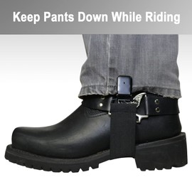 Dream Apparel Elastic Boot Straps Clips Adjustable Pant Clips Stirrups Leg Straps for Biker Women Men Motorcycle Black