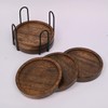 SAMHITA Mango Wood Coasters for Drinks with Iron Holder Stand