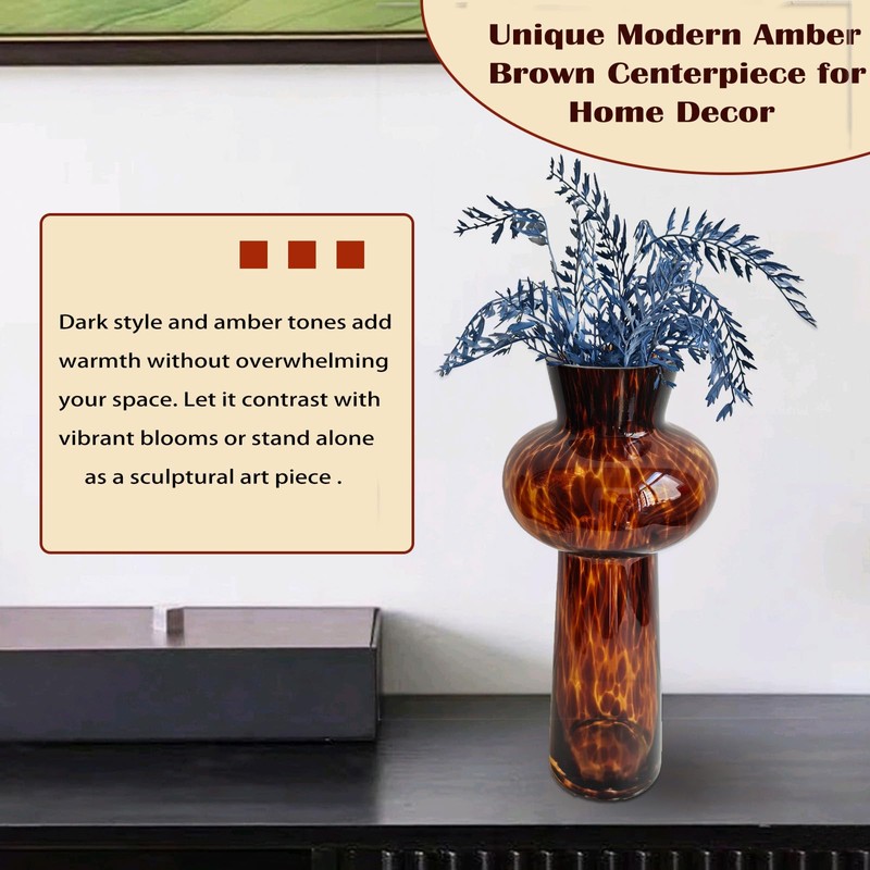 11" High Luxe Leopard Glass Vase — Unique Modern Amber