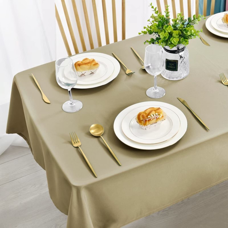 DWCN Table Cloth Wipeable Tablecloths Wipe Clean Tablecloth Rectangular Khaki