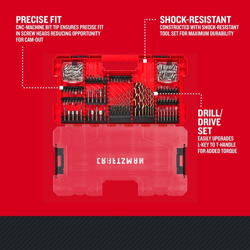 CRAFTSMAN 140 Pc Impact Driver Bit Set, Steel, Black Oxide