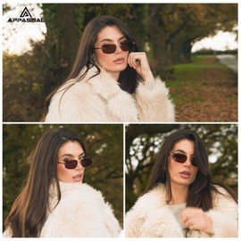 Appassal Trendy Y2k Sunglasses for Women Vintage Rectangle Sunnies AP3719,Gold/Gradient Grey