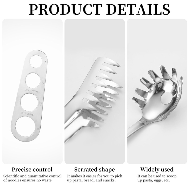 3 Pieces Spaghetti Spoon, Pasta Spoon Set, Stainless Steel Spaghetti