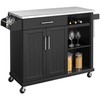 Yaheetech Kitchen Cart with Stainless Steel Top and Storage Cabinet,