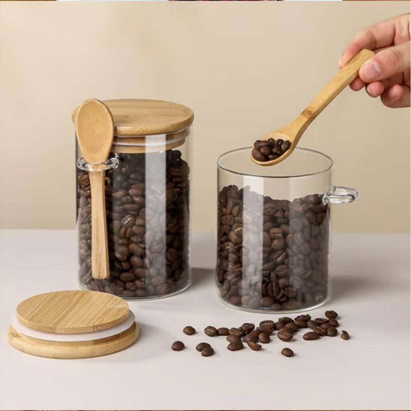 Deeriz Airtight Food Storage Containers with Bamboo Lids and Spoon