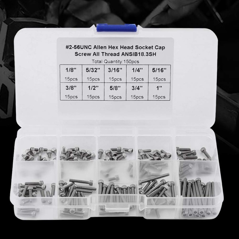 Boxwizard Inch Screws Assortment 150 Pieces 9 Sizes Hex Socket