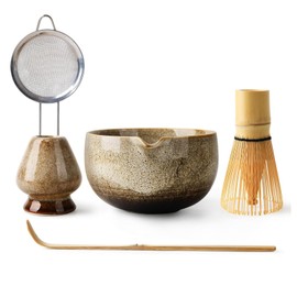 STORICANS Premium Matcha Tea Set with Bamboo Whisk, Ceramic Bowl, Scoop & Holder, 5 Pcs Matcha Making Kit for Traditional Japanese Tea Ceremony, Matcha Gift Set for Beginners and Enthusiasts, Matte