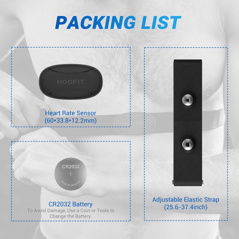 moofit moofit HR8 Heart Rate Monitor Chest Strap, Low Energy