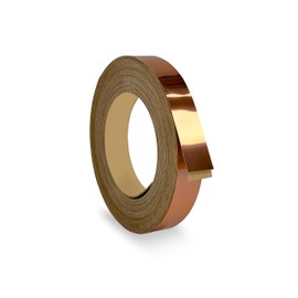 Mirror Copper PVC 3/4 inch x 25 ft Edge Banding Peel Stick Tape Adhesive Metal Edging Veneer Aluminum Trim Flexible Strip Molding MDF Wood Cabinet Laminate Shelf Furniture Countertop Formica Plywood