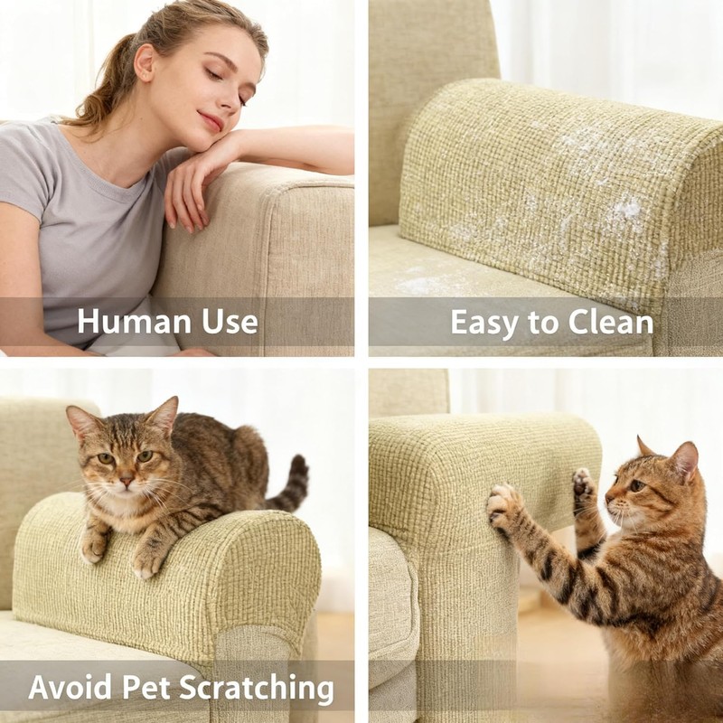 Yogsey Beige Chair Arm Covers - Spill & Scratch Proof