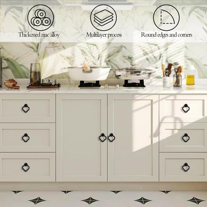 TKWINKT 6 Pack Black Cabinet Knobs Zinc Alloy Drawers Knobs