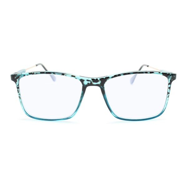 Turquoise Tortoise Shell Rectangular Frame Reading Glasses Men with Sturdy