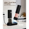 Electric Salt and Pepper Grinder Set, Rechargeable USB Base, Automatic