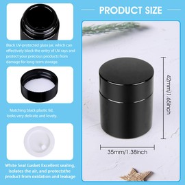 SKMZ 12PCS UV Protection 5g Small Glass Jars With Lids Reusable 5ml Black Food Glass Bottle Mini Airtight Container for Oil Salve leaf Storage 1 Wax Carving Tools (B 10G)