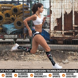 FEYHAY Copper Compression Socks (5 Pairs) 15-20 mmHg Circulation is Best Athletic & Daily for Men & Women, Running, Climbing