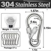 Spencer Locking Carabiner Clips 3.15'' 6 Pack-304 Premium Stainless Steel