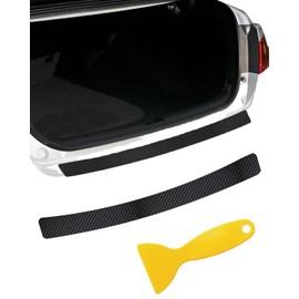 TPZORJX 1 Piece Car Trunk Sticker, Car Door Sill Carbon Fiber Sticker, Rear Protector Scratch Strip Bumper Protector Boot Mat Edge Protector Accessories, Black