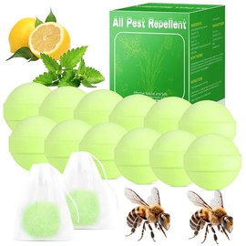 12 Pack Powerful Wasp & Bee Repellent, Peppermint Oil Carpenter Bee Deterrent for Yellow Jackets, Hornets, Mud Wasps for Indoor Outdoor Patio Garden Porch, Long-Lasting Protection | Pet Safe