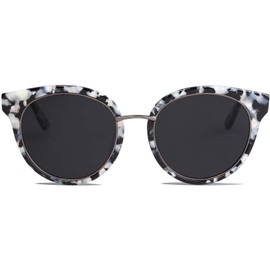 SOJOS Polarized Lens Round Mens Womens Sunglasses Metal Frame MOMENT SJ1110 with Grey Tortoise Frame/Grey Lens