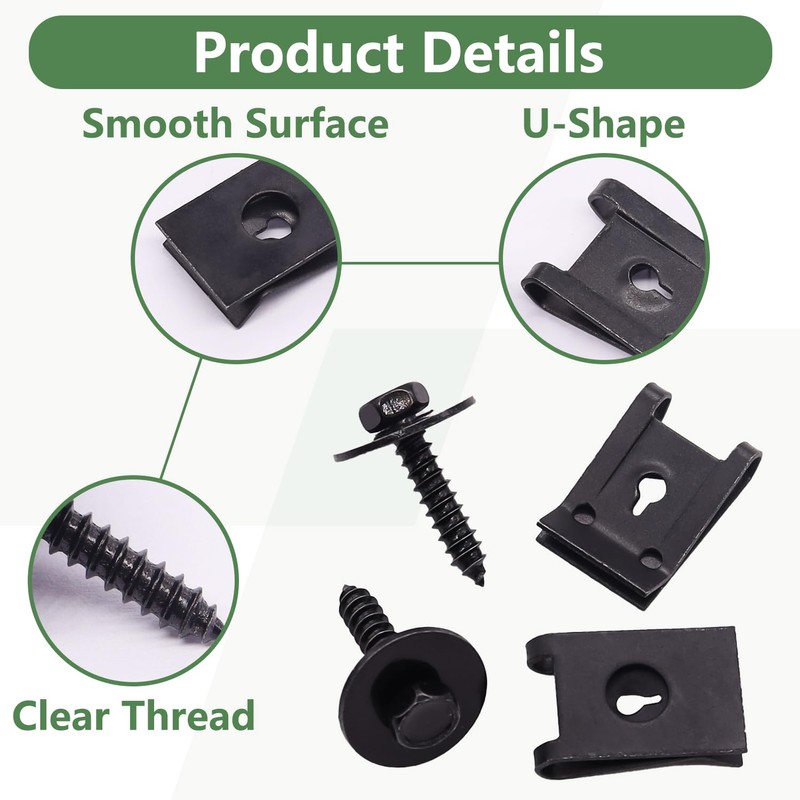 Bemaka 30Pcs M4.2 Automotive Body Bolt & U-Nut Clips Kit,