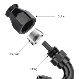 EVIL ENERGY 4AN 150 Degree PTFE One Piece Full Flow End Hose Fitting Aluminum Black